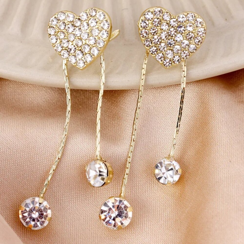 🌺 🌺 🌺Sparkling Heart  Zircon Tassel Earrings
